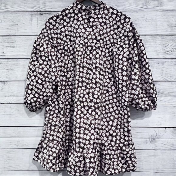 Brand New BY ANTHROPOLOGIE 3/4-Sleeve Mock-Neck Swing Mini Dress - Picture 4 of 11